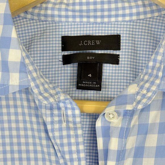 J. Crew Womens 4 Boy Blue White Gingham Prairie Long Sleeve Button Front Shirt - Picture 4 of 8